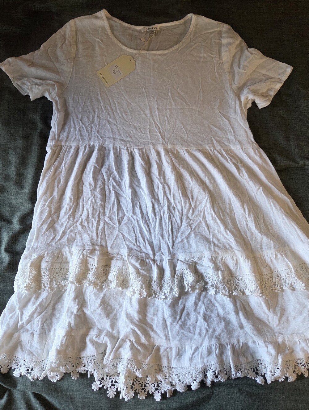 JodiFL Brand Long Length Tunic Top/ Dress Size Large In Off White  New With Tags